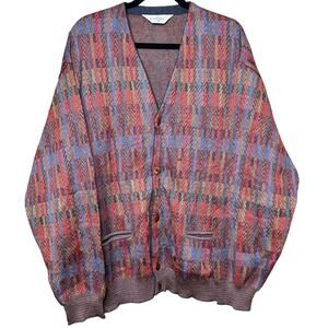 Dalmine Uomo Vintage Cardigan Sweater XXXL 58 Made in Italy Abstract Knit Mens